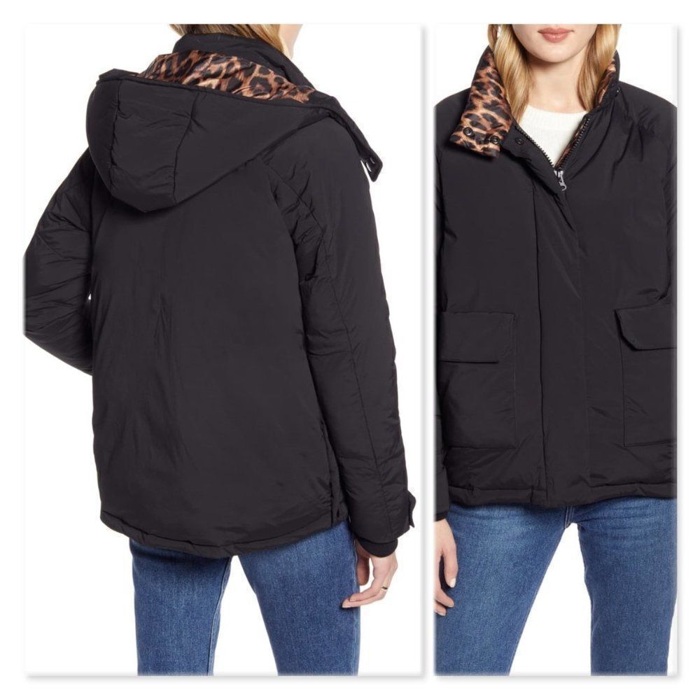 Halogen Animal Contrast Puffer Coat - Picture 2 of 15
